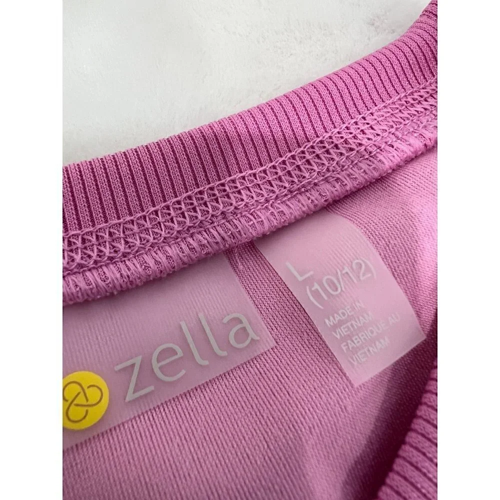 New ZELLA GIRL Kids' Size L (10/12) Cozy Active Luxe velour Top Pink *Defect*